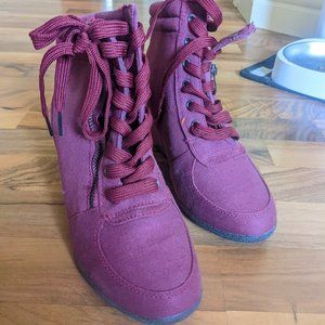 ARDENE Purple Platform Sneakers Zip Up Lace Shoes